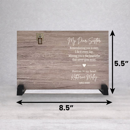 Sister Memorial Frame - Personalized Wood Memorial Plaque | Bereavement Gift Idea