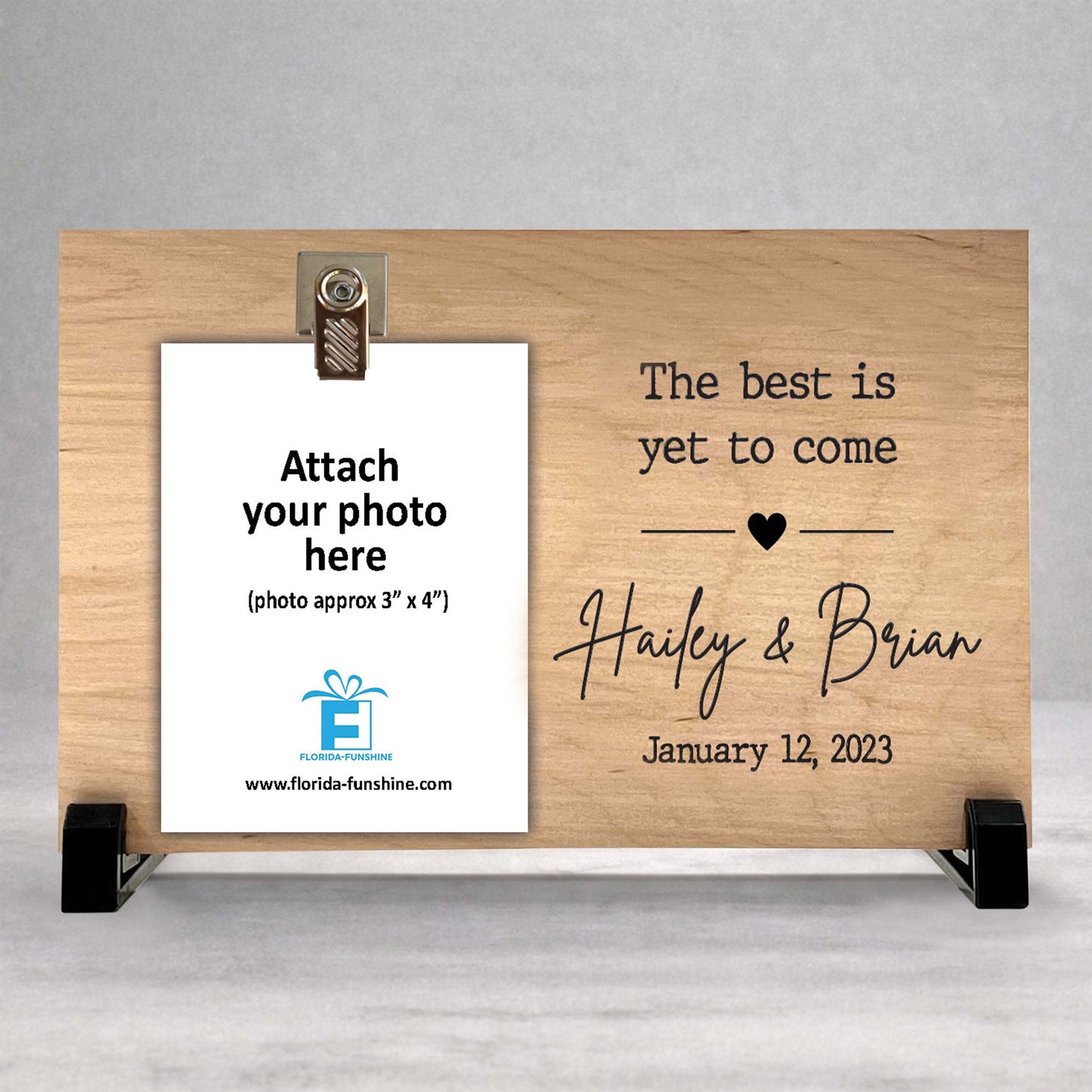 Engagement Picture Frame - Personalized Custom Wood Frame for Wedding Photo Gift