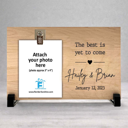 Engagement Picture Frame - Personalized Custom Wood Frame for Wedding Photo Gift
