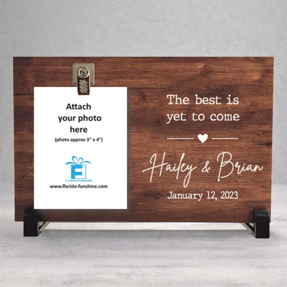 Engagement Picture Frame - Personalized Custom Wood Frame for Wedding Photo Gift