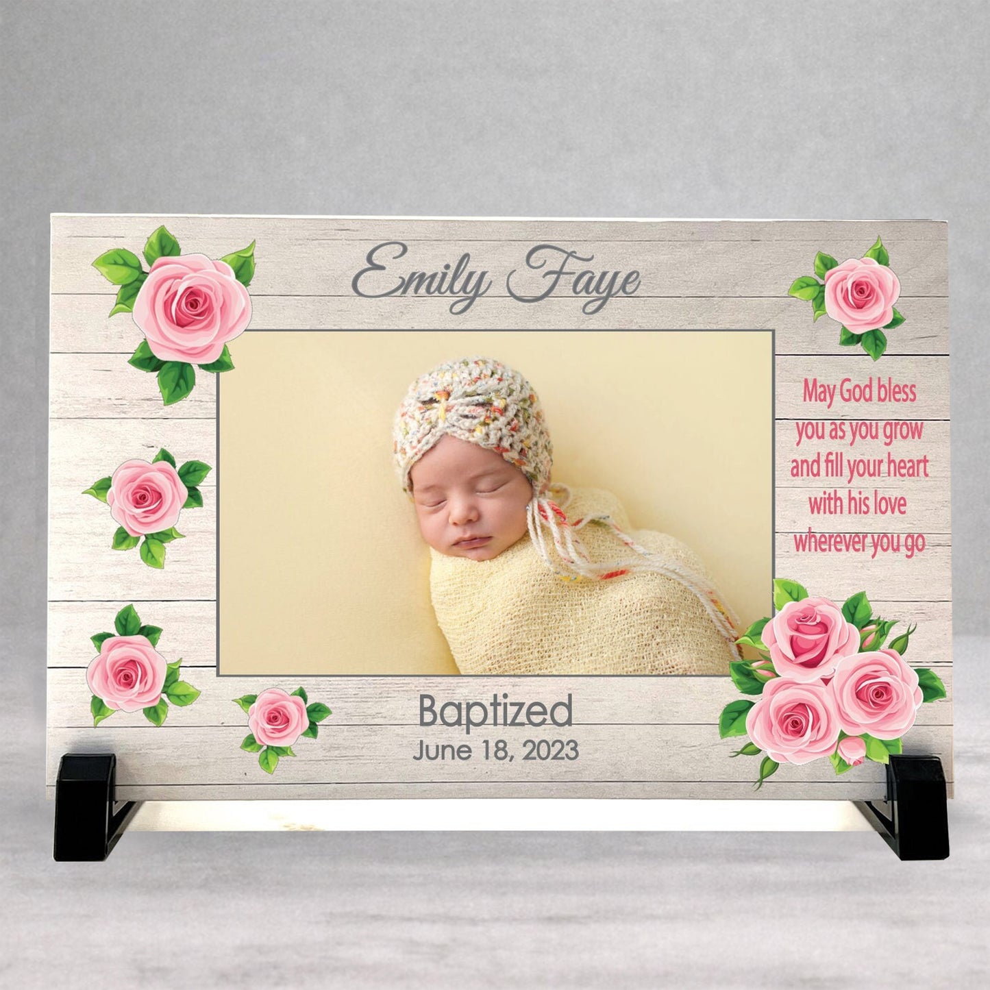 Personalized Baptism Frame - Custom Wood Picture Frame | Baby Baptism Gift