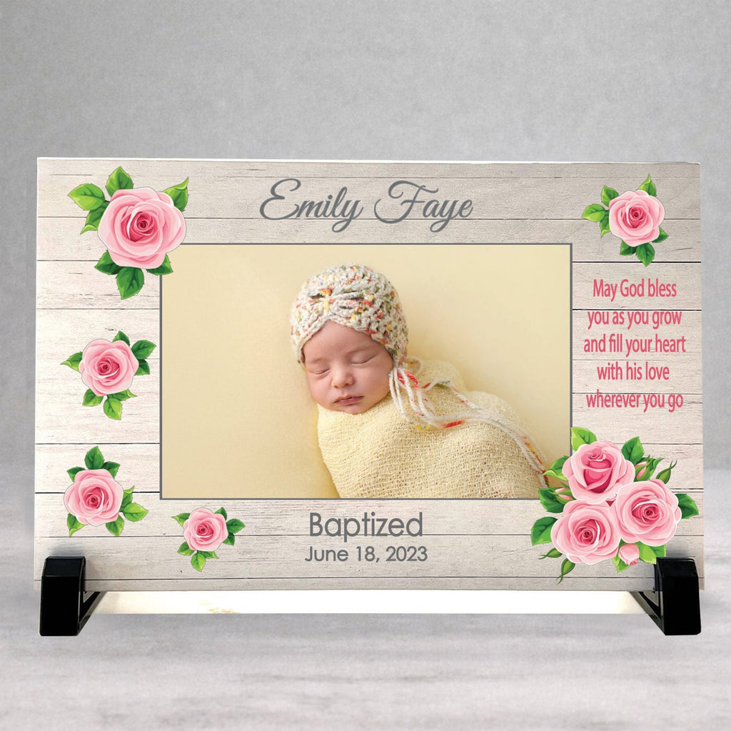 Personalized Baptism Frame - Custom Wood Picture Frame | Baby Baptism Gift