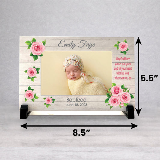 Personalized Baptism Frame - Custom Wood Picture Frame | Baby Baptism Gift