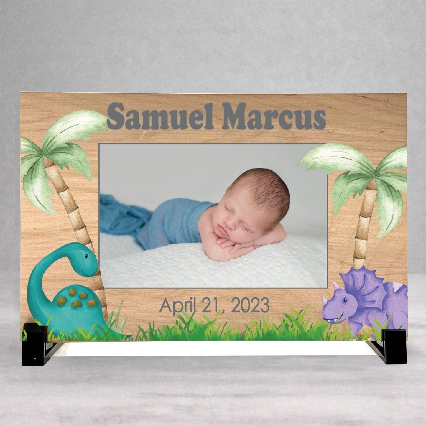 Baby Photo Gift - Personalized Dinosaur Nursery Decor Wooden Picture Frame