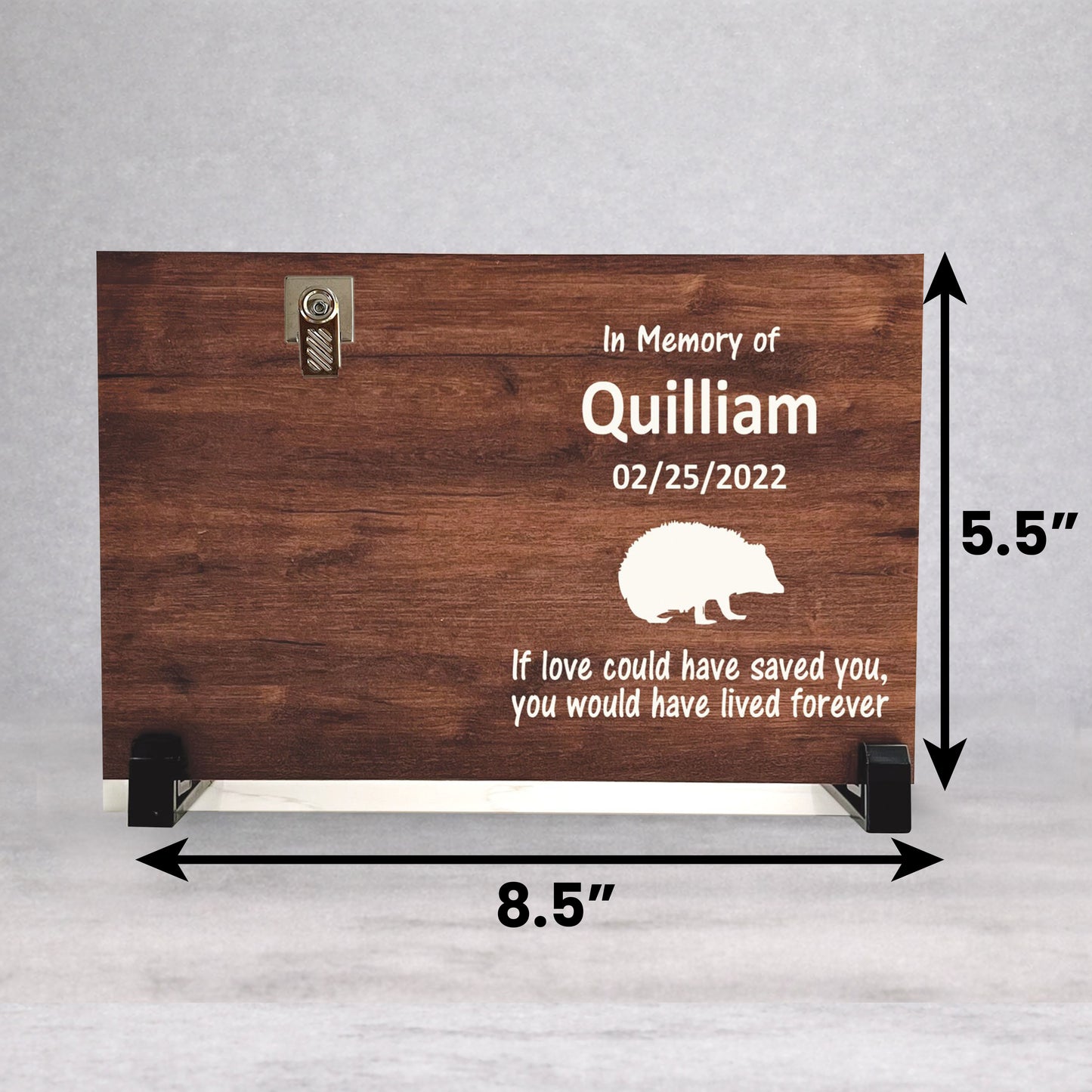 Hedgehog Memorial Frame – Personalized Wood Pet Tribute With Stand