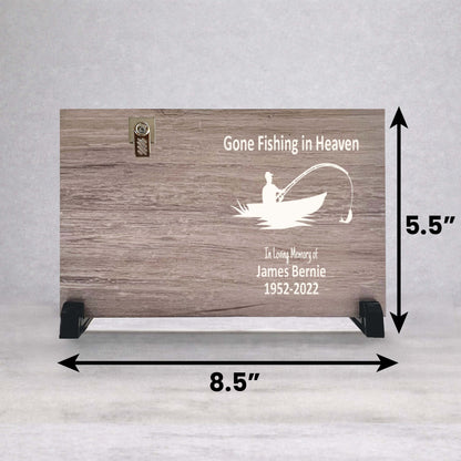 Fisherman Memorial Gift - Personalized Gone Fishing Frame With Photo Display Stand