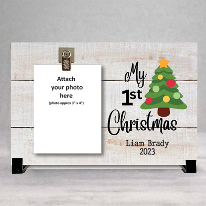 First Christmas Frame - Personalized Picture Frame | Custom Wood Baby Gift
