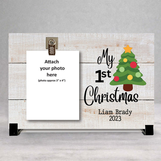 First Christmas Frame - Personalized Picture Frame | Custom Wood Baby Gift