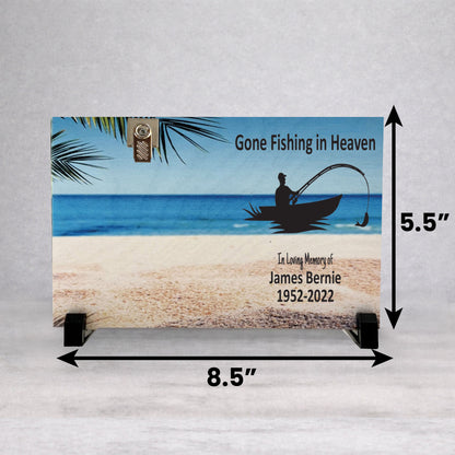 Fisherman Memorial Frame - Personalized Wooden Photo Frame | Gone Fishing Tribute