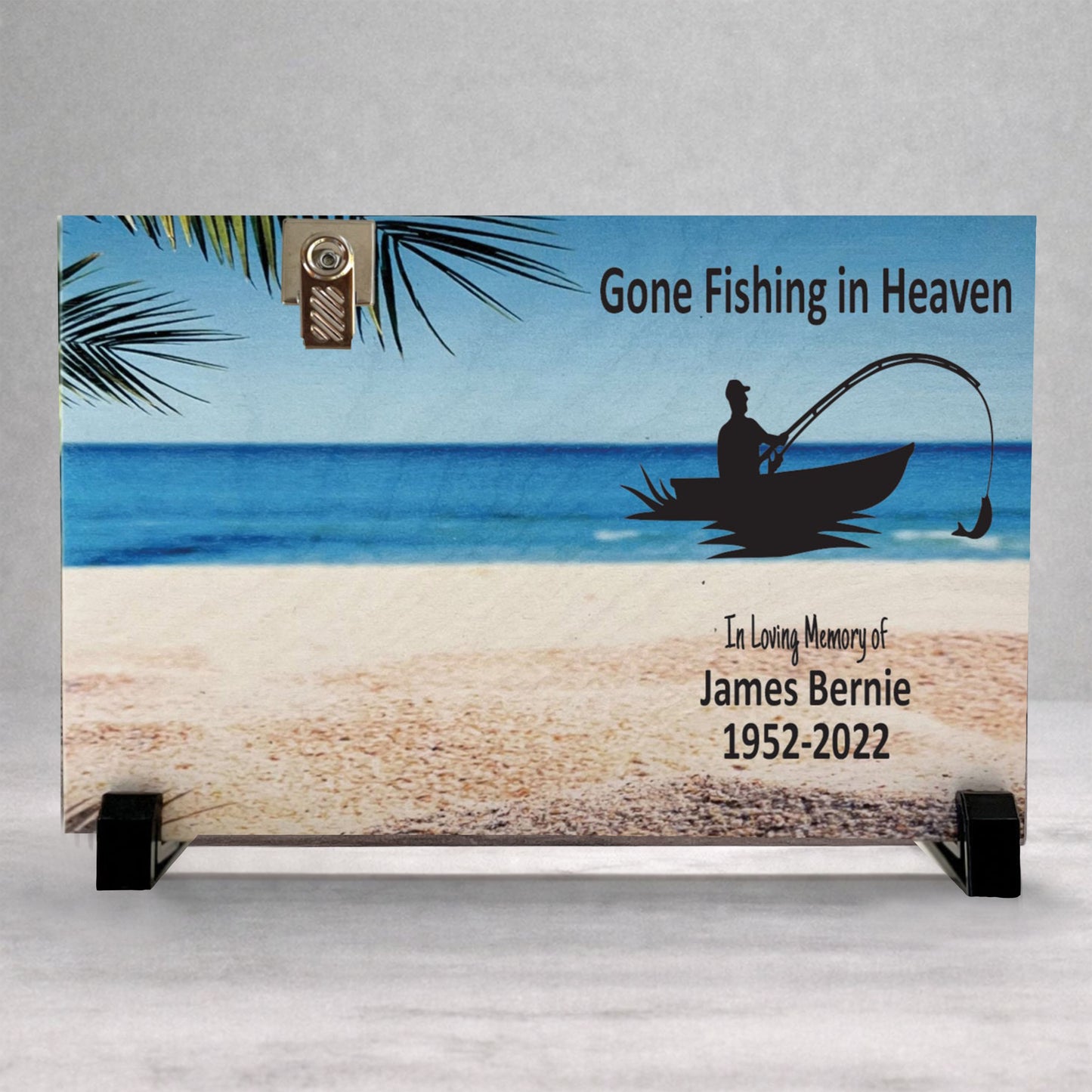 Fisherman Memorial Frame - Personalized Wooden Photo Frame | Gone Fishing Tribute