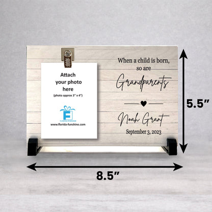 Grandparent Picture Frame - Personalized Wood Photo Frame for New Grandparent Gift