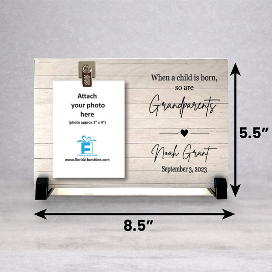 Grandparent Picture Frame - Personalized Wood Photo Frame for New Grandparent Gift