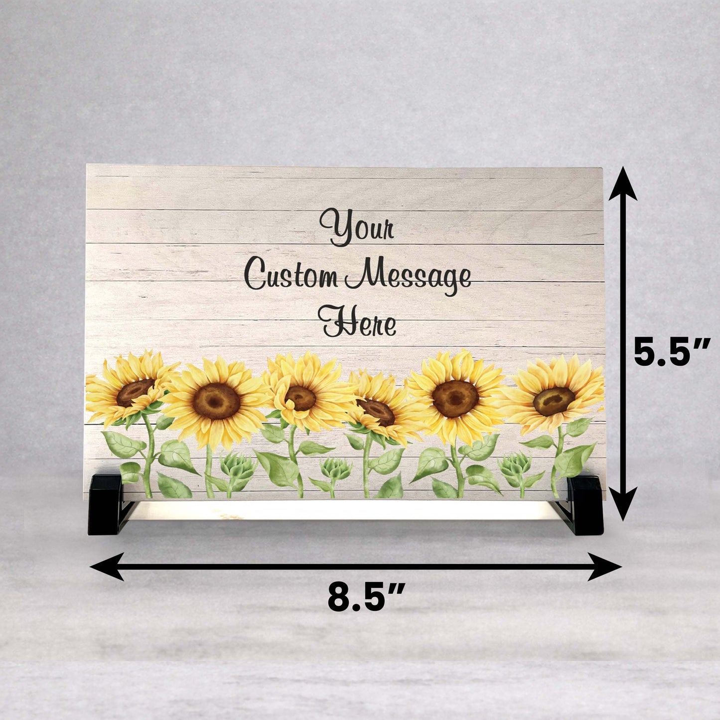 Personalized Sunflower Sign - Custom Wood Plaque 8.5"x5.5" With Stand