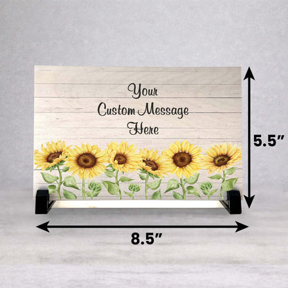Personalized Sunflower Sign - Custom Wood Plaque 8.5"x5.5" With Stand