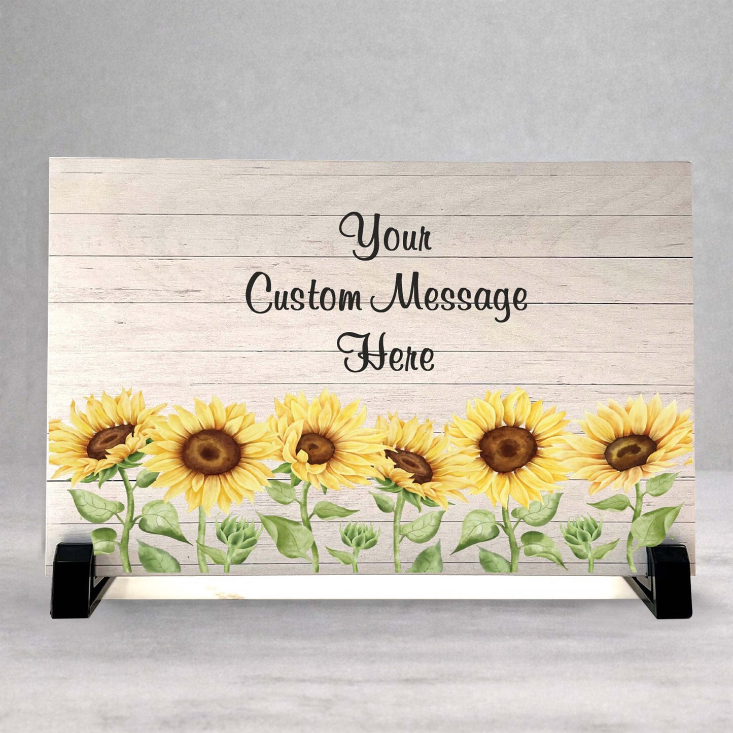 Personalized Sunflower Sign - Custom Wood Plaque 8.5"x5.5" With Stand