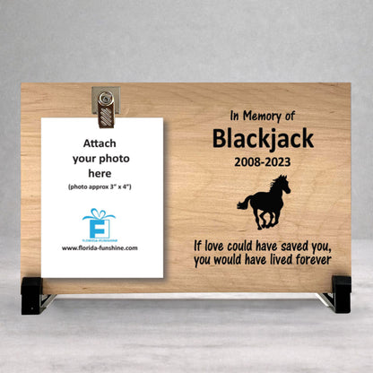 Horse Memorial Frame - Personalized Wooden Photo Keepsake | Sympathy Gift For Horse Loss