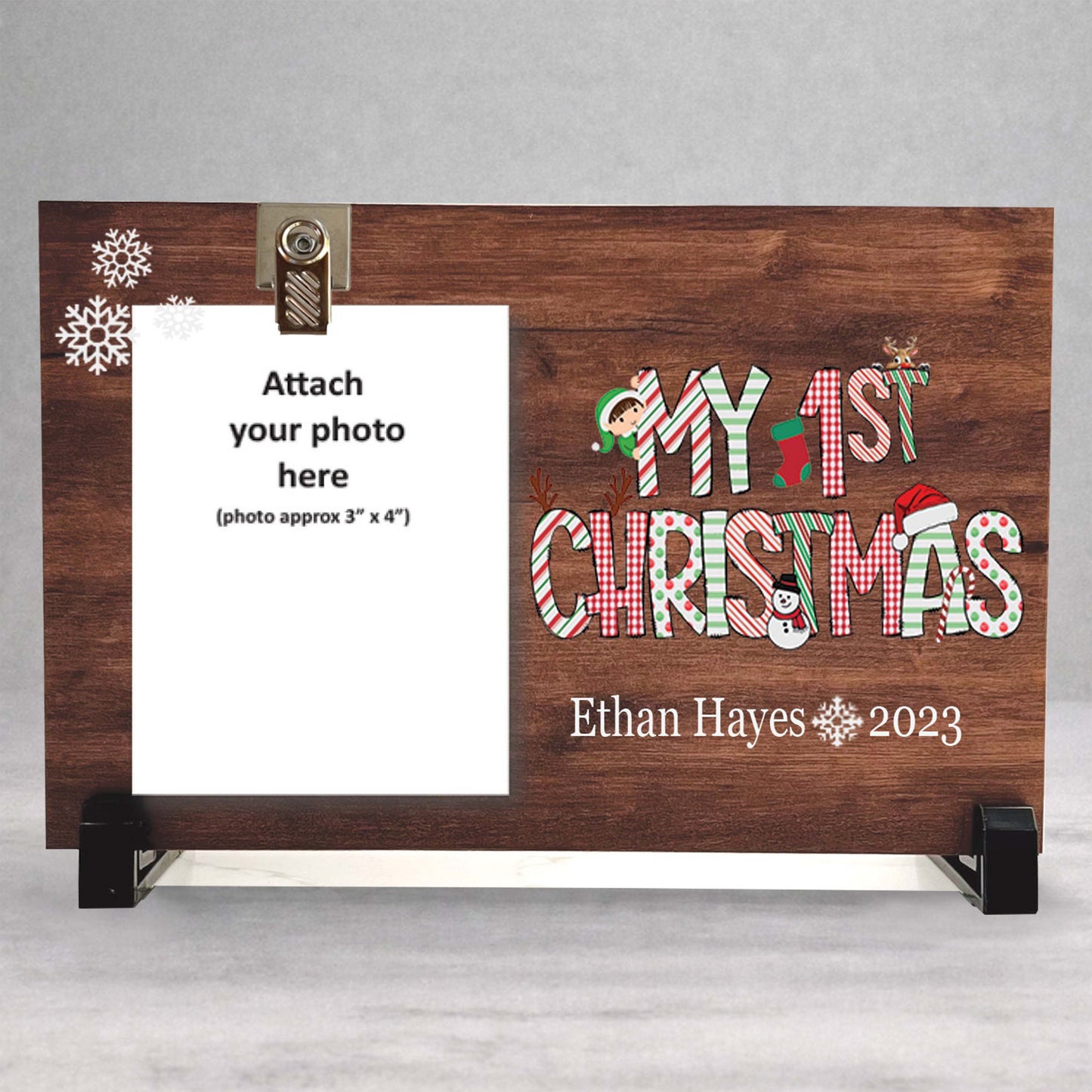 First Christmas Picture Frame - Personalized Baby Christmas Gift | Custom Wood Frame