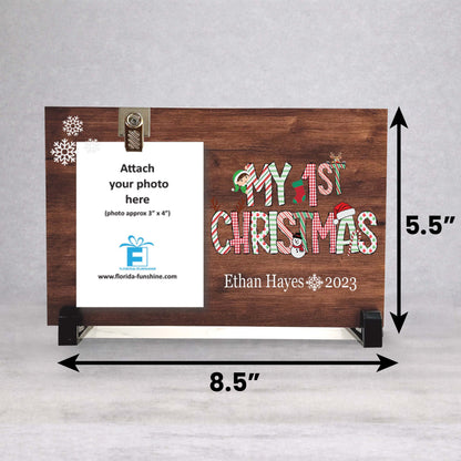 First Christmas Picture Frame - Personalized Baby Christmas Gift | Custom Wood Frame