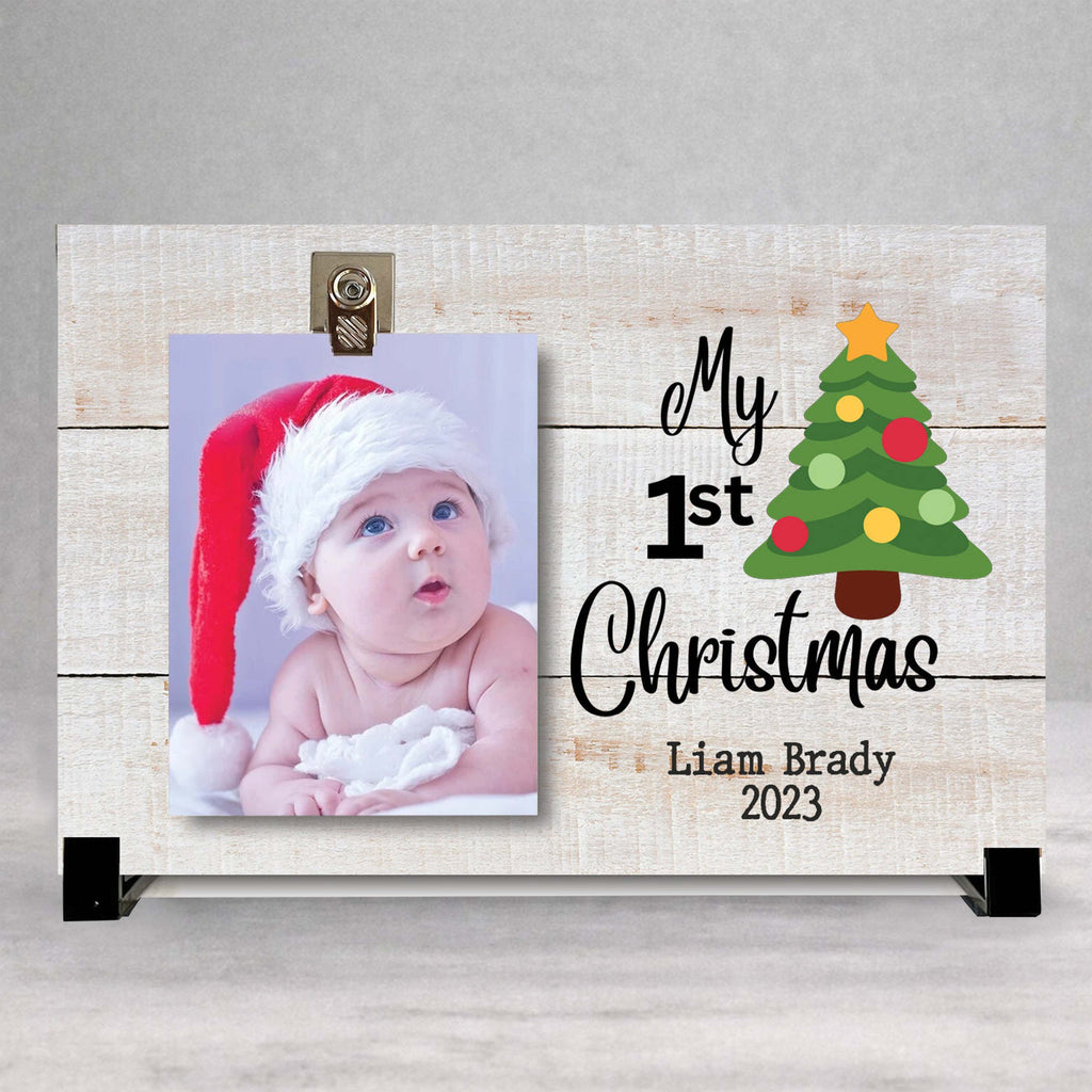 First Christmas Frame - Personalized Picture Frame | Custom Wood Baby Gift
