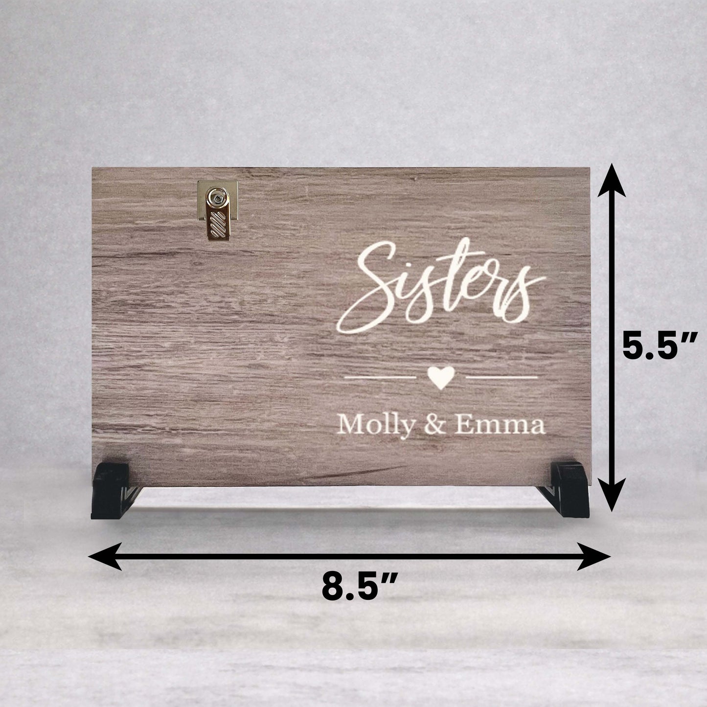 Sister Picture Frame – Personalized Wood Frame With Photo Clip
