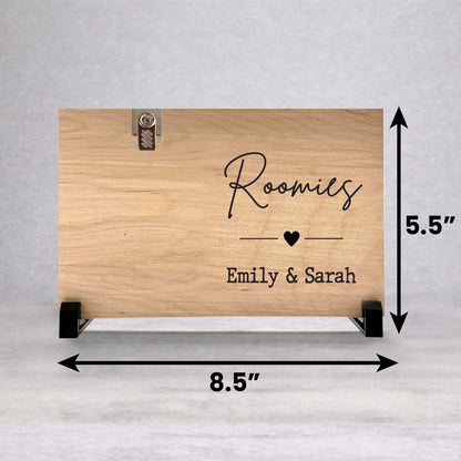 Personalized Roommate Wood Photo Frame – Custom Roomies Gift, College Friend Gift, Best Friend Keepsake