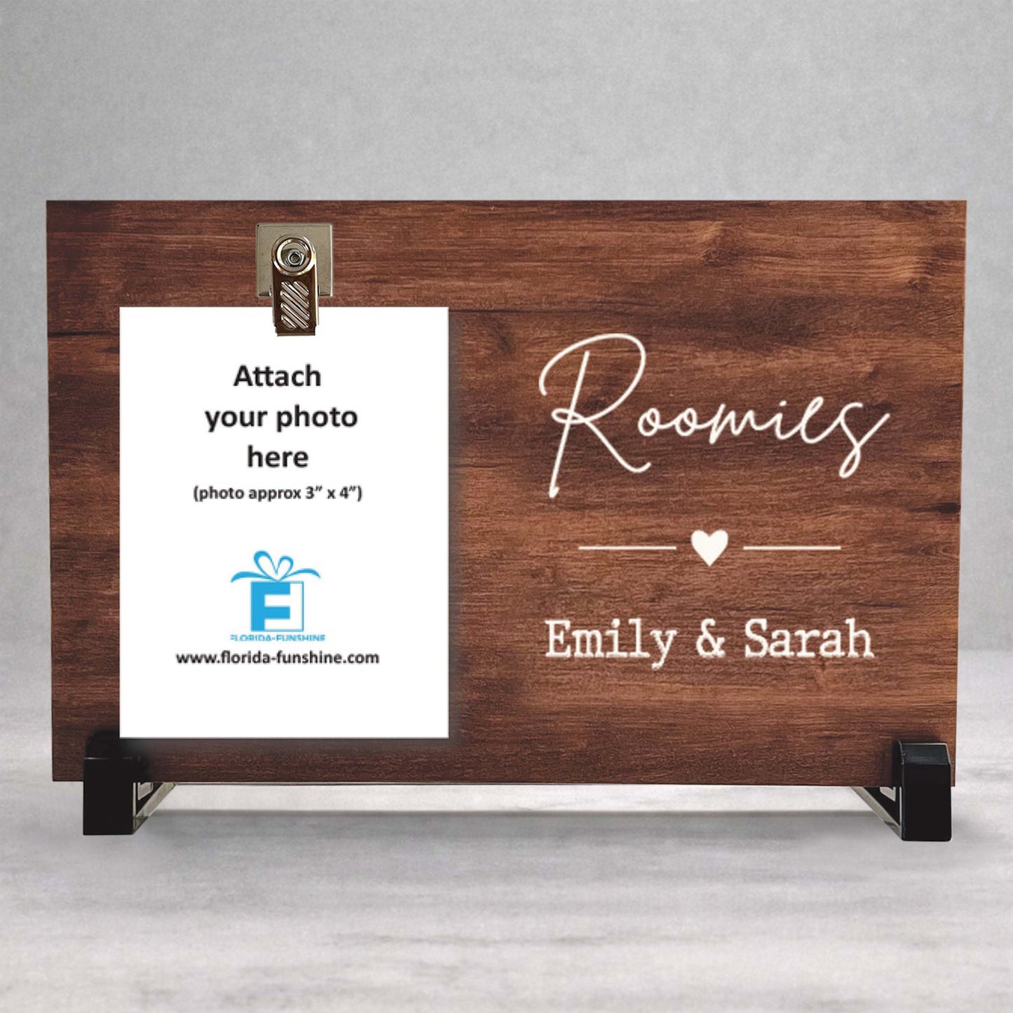 Personalized Roommate Wood Photo Frame – Custom Roomies Gift, College Friend Gift, Best Friend Keepsake