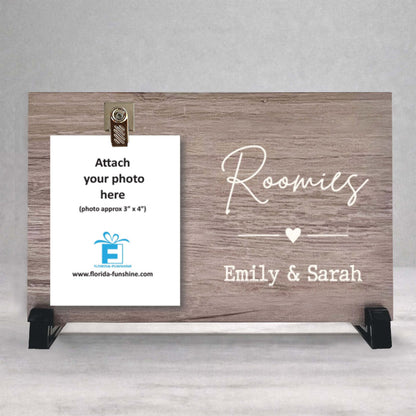 Personalized Roommate Wood Photo Frame – Custom Roomies Gift, College Friend Gift, Best Friend Keepsake
