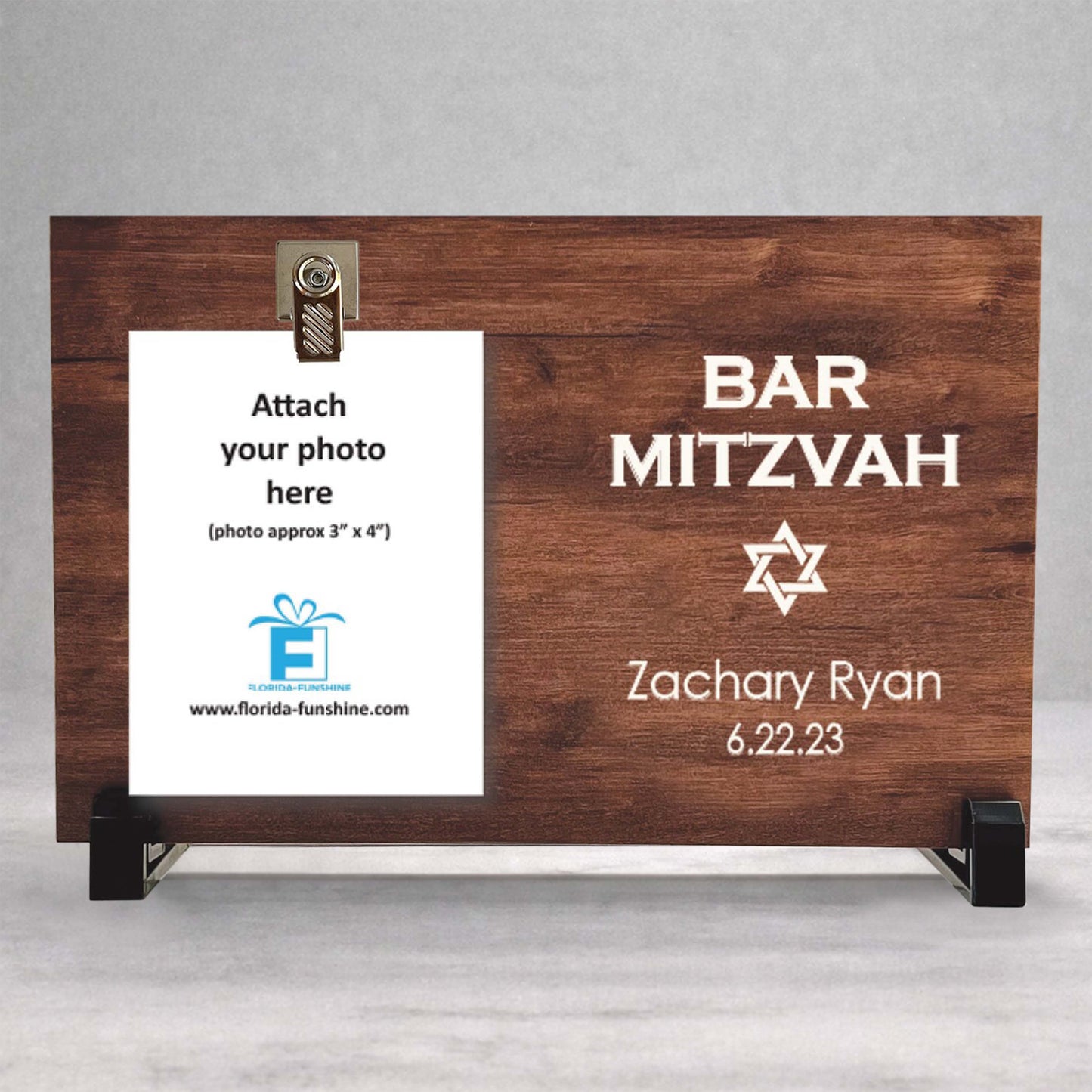 Personalized Bar Mitzvah Wood Picture Frame – Custom Jewish Gift, Bar Mitzvah Photo Keepsake