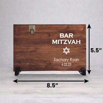Personalized Bar Mitzvah Wood Picture Frame – Custom Jewish Gift, Bar Mitzvah Photo Keepsake