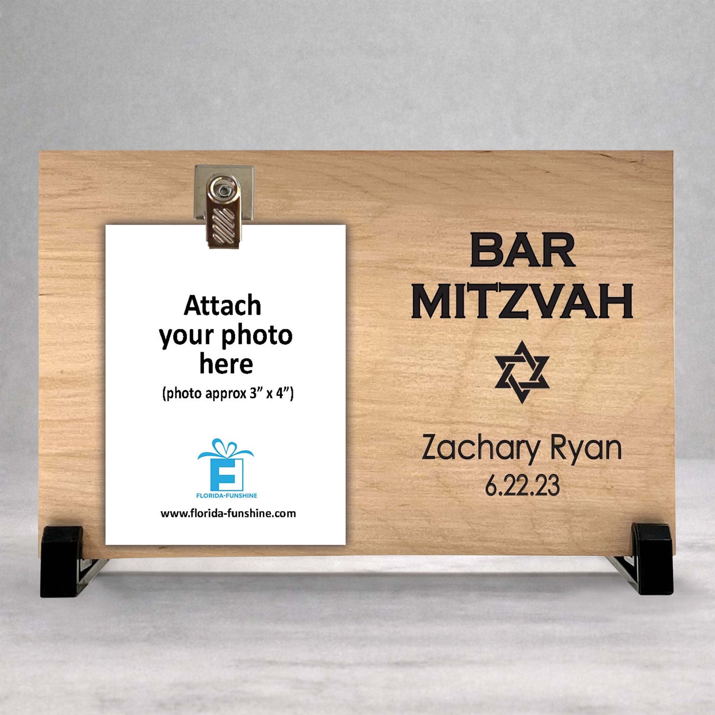 Personalized Bar Mitzvah Wood Picture Frame – Custom Jewish Gift, Bar Mitzvah Photo Keepsake