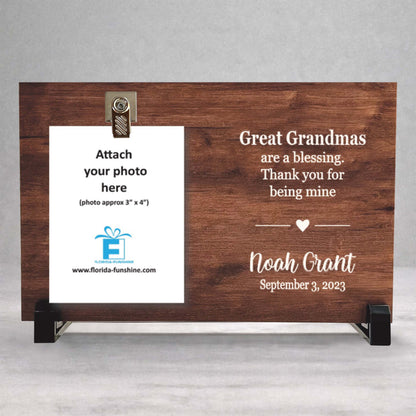 Personalized Great Grandma Frame - Custom Wood Picture Frame Gift