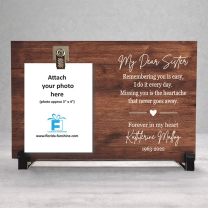 Sister Memorial Frame - Personalized Wood Memorial Plaque | Bereavement Gift Idea