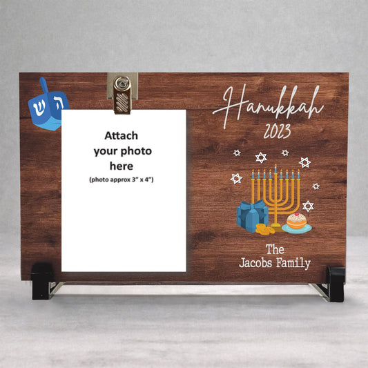 Hanukkah Picture Frame - Personalized Wood Frame | Custom Holiday Keepsake