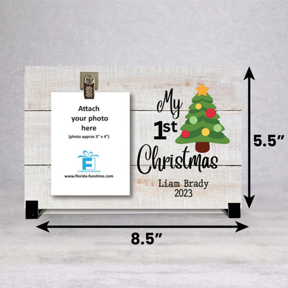 First Christmas Frame - Personalized Picture Frame | Custom Wood Baby Gift