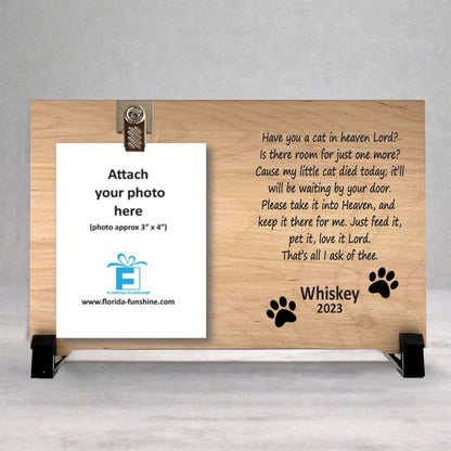 Cat Memorial Frame - Personalized Pet Remembrance Wooden Photo Keepsake