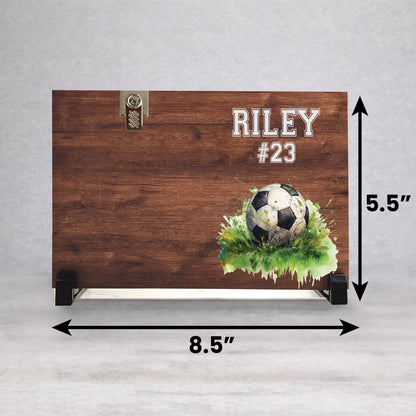 Personalized Soccer Frame - Custom Wood Frame With Photo Display Stand