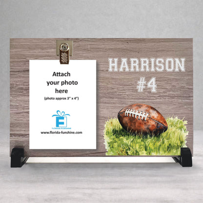 Personalized Football Frame - Custom Wood Sports Picture Frame Gift Idea