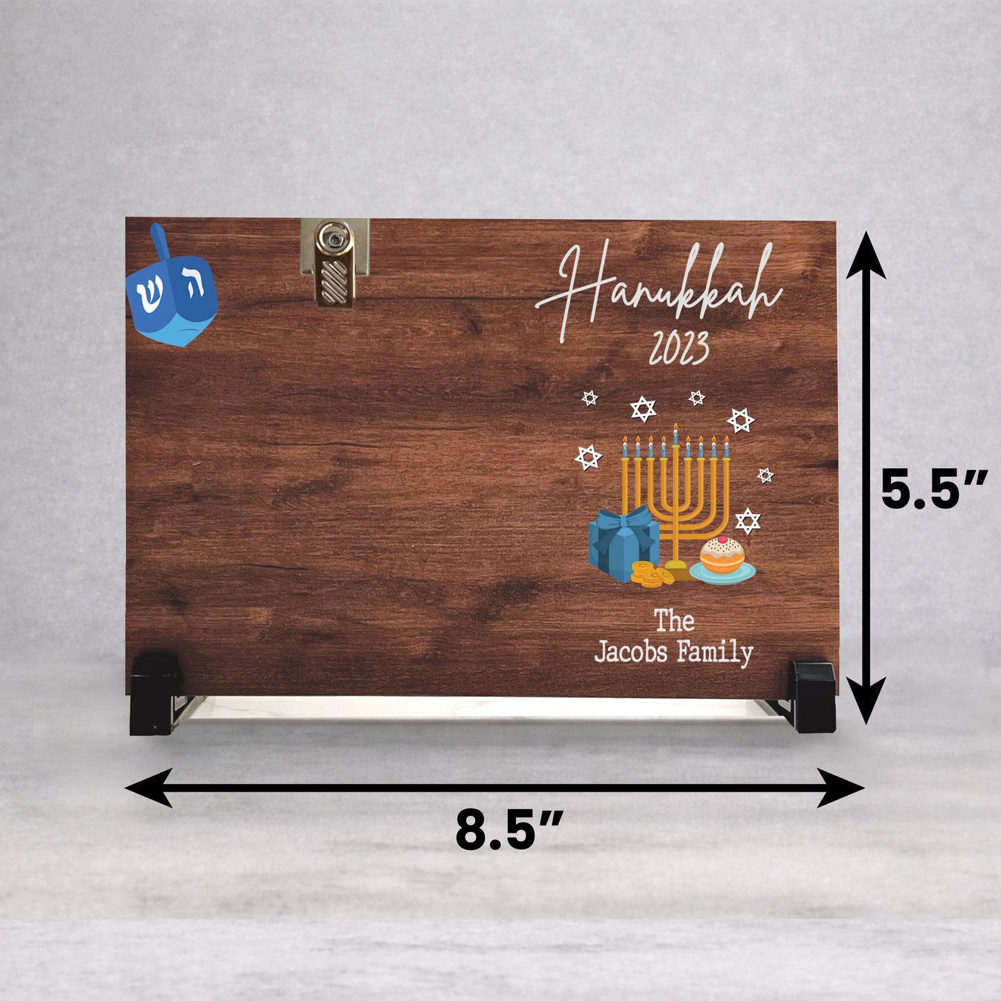 Hanukkah Picture Frame - Personalized Wood Frame | Custom Holiday Keepsake