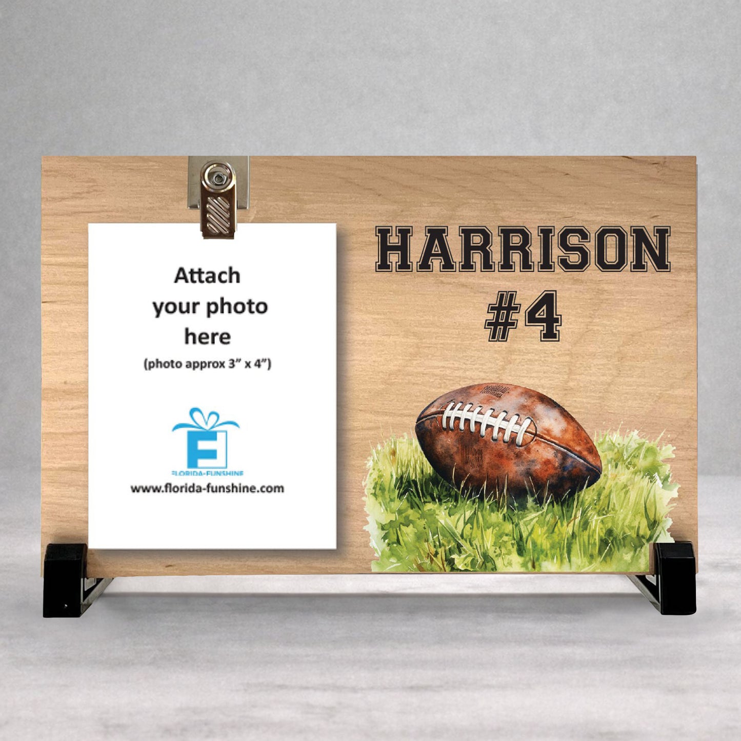 Personalized Football Frame - Custom Wood Sports Picture Frame Gift Idea