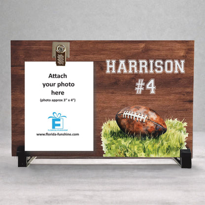 Personalized Football Frame - Custom Wood Sports Picture Frame Gift Idea