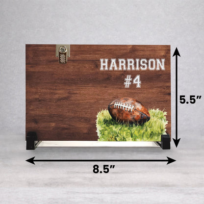 Personalized Football Frame - Custom Wood Sports Picture Frame Gift Idea