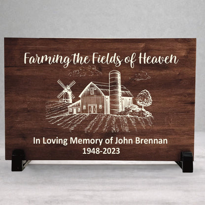 Farmer Memorial Plaque - Custom Wood Memorial Gift Plaque for Grief Remembrance
