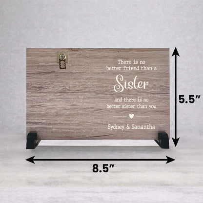 Personalized Sister Frame - Custom Wood Picture Frame With Photo Clip & Wood Background Color