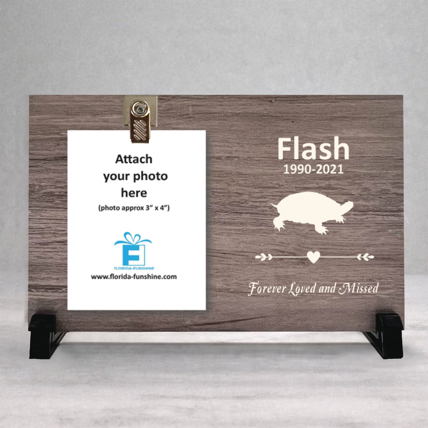 Turtle Memorial Gift - Personalized Wooden Photo Frame