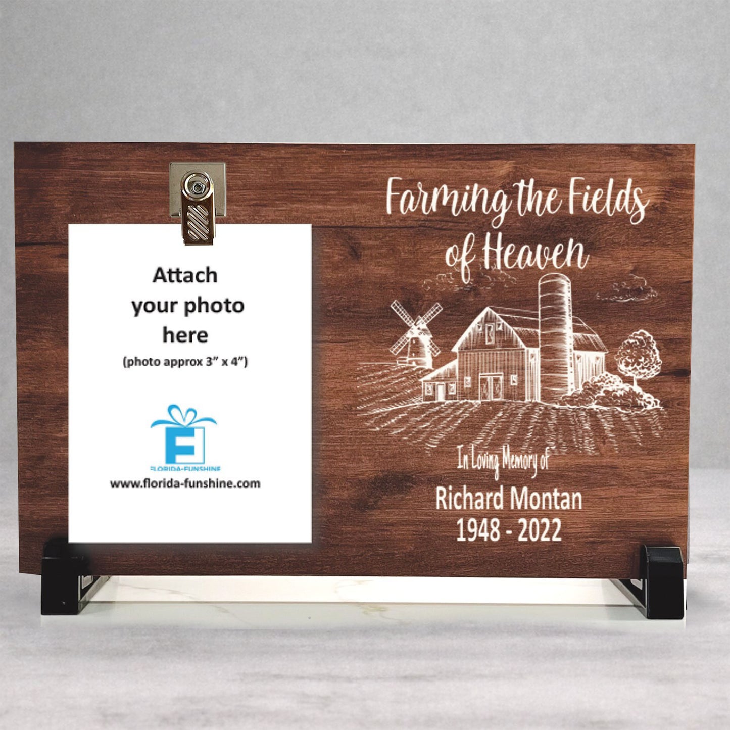 Wood Memorial Frame - Farmer Memorial Gift | Personalized Wood Tribute