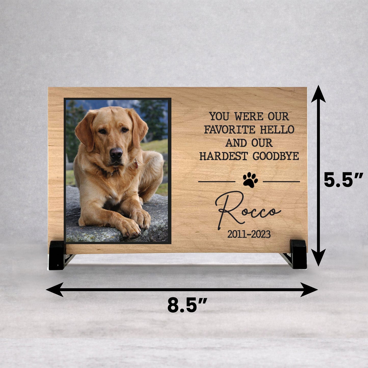 Dog Memorial Gift - Personalized Wooden Memorial Plaque With Photo Tribute