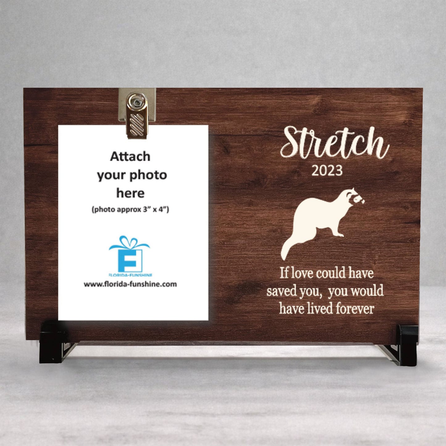 Ferret Memorial Frame - Personalized Pet Memorial Frame with Photo Clip