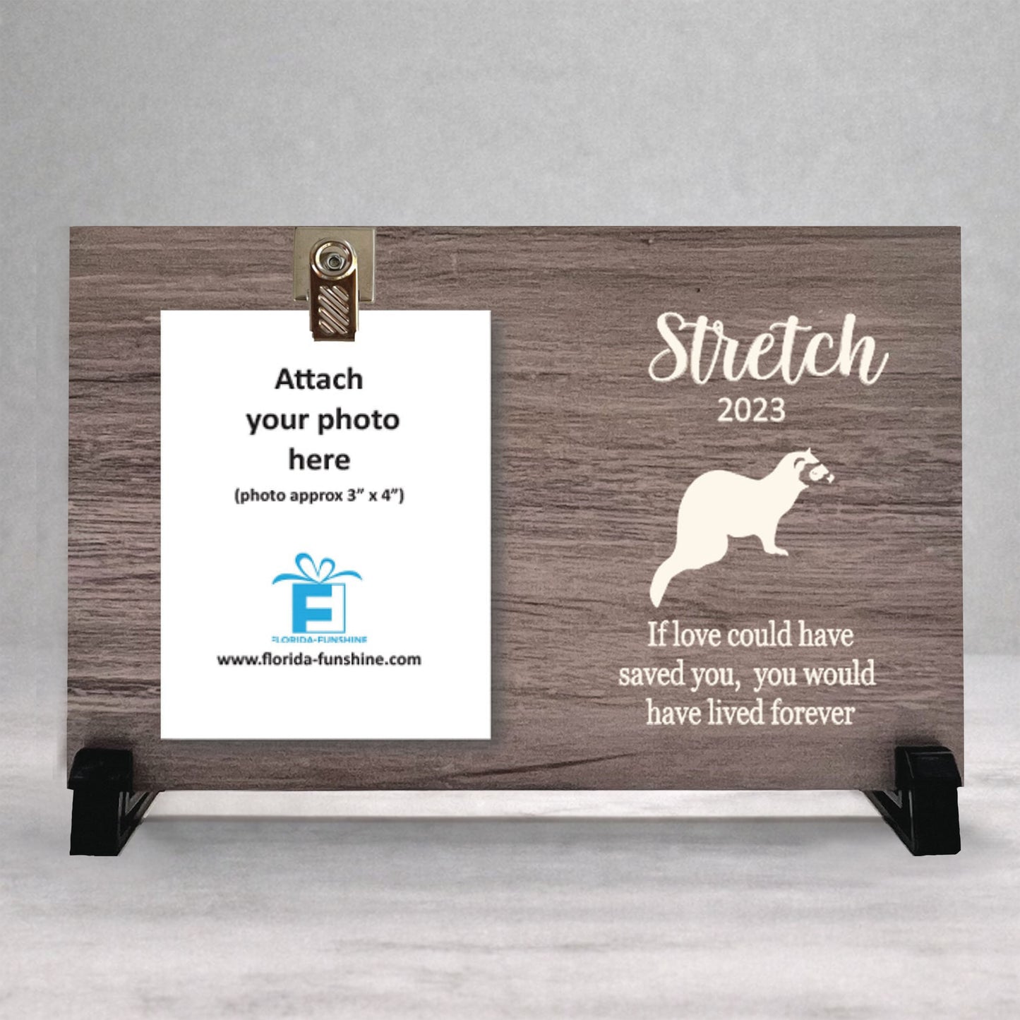 Ferret Memorial Frame - Personalized Pet Memorial Frame with Photo Clip