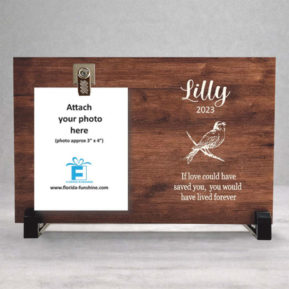 Bird Memorial Frame - Personalized Wood Photo Memorial Display Gift
