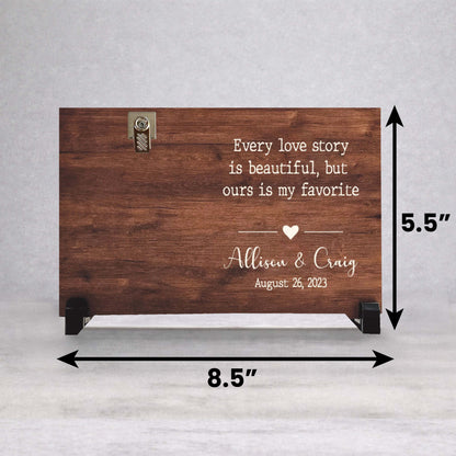 Personalized Wood Frame - Custom Couple Photo Frame | Engagement Gift Keepsake